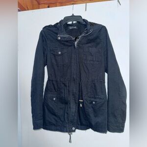 New Look Black Hooded Utility Jacket with Drawstring Waist